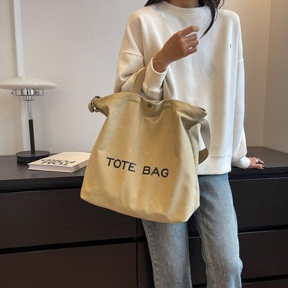 Canvas Tote Bag Large Capacity Retro Handbag Shoulder Purse for Work Travel - Picture 4 of 6